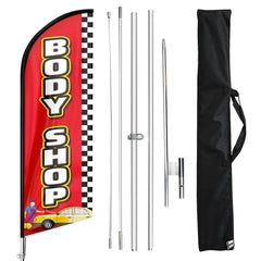 Auto Body Shop Signs - 11ft Body Shop Swooper Flag Feather Flag Pole Kit - FSFlag