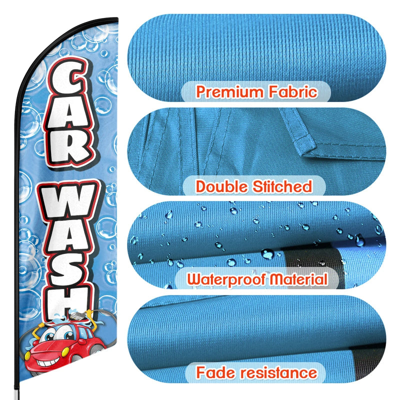 Car Wash Flags - 11ft Car Wash Swooper Flag Feather Flag Pole Kit - FSFlag