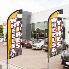 Tire Shop Signs - 11ft Wheels Tires Swooper Flag Feather Flag Pole Kit - FSFlag