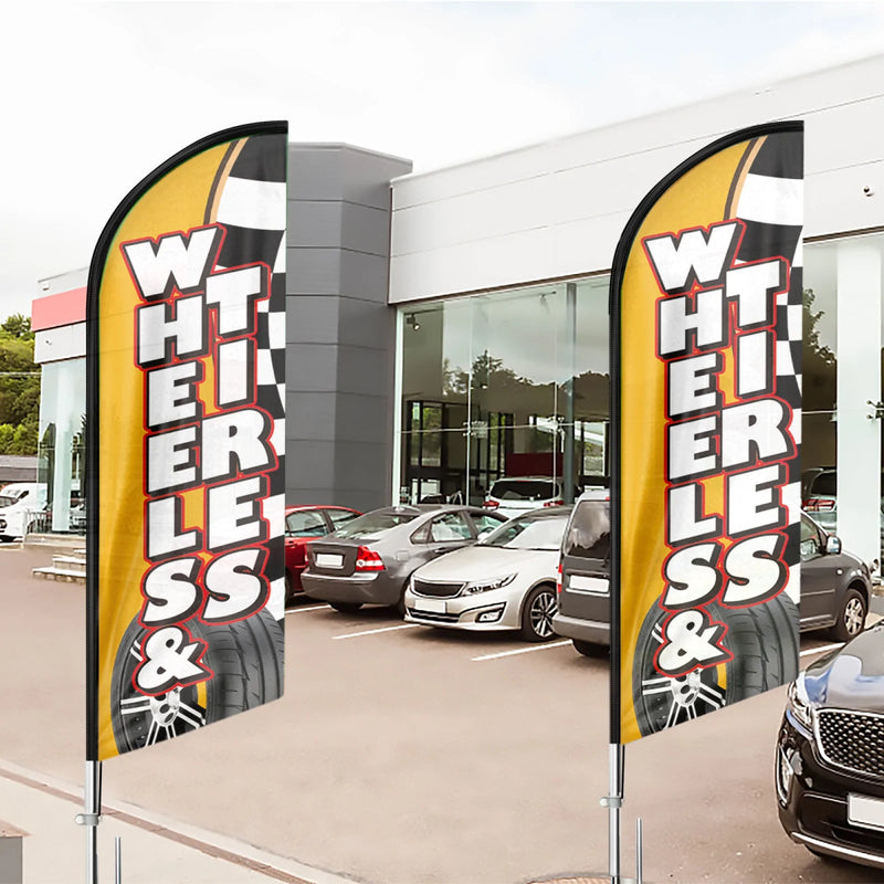 Tire Shop Signs - 11ft Wheels Tires Swooper Flag Feather Flag Pole Kit - FSFlag