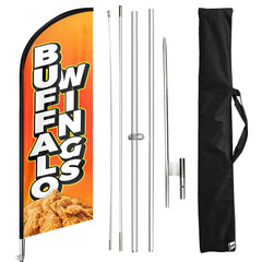 Buffalo Wings Sign - 11ft Buffalo Wings Swooper Flag Feather Flag Pole Kit - FSFlag