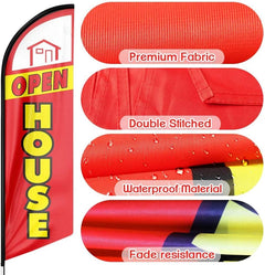 Open House Signs - 11 FT Feather Flag with Flag Pole Kit and Ground Stake - FSFlag