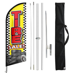 Tire Shop Signs - 11ft Tire Sale Swooper Flag Feather Flag Pole Kit - FSFlag