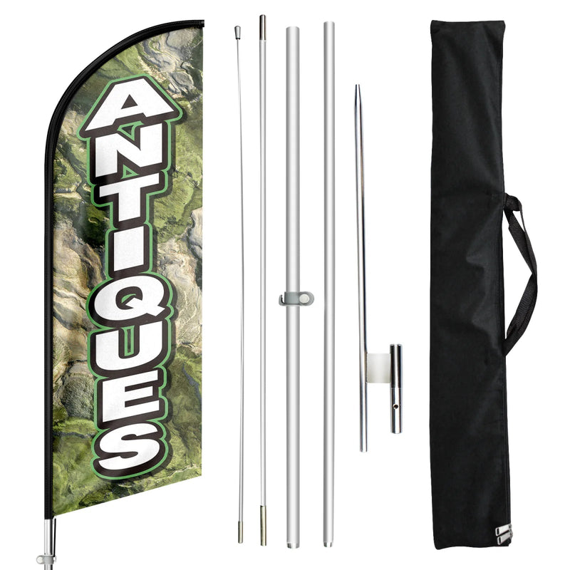 Antique Store Signs - 11ft Antiques Swooper Flag Feather Flag Pole Kit - FSFlag