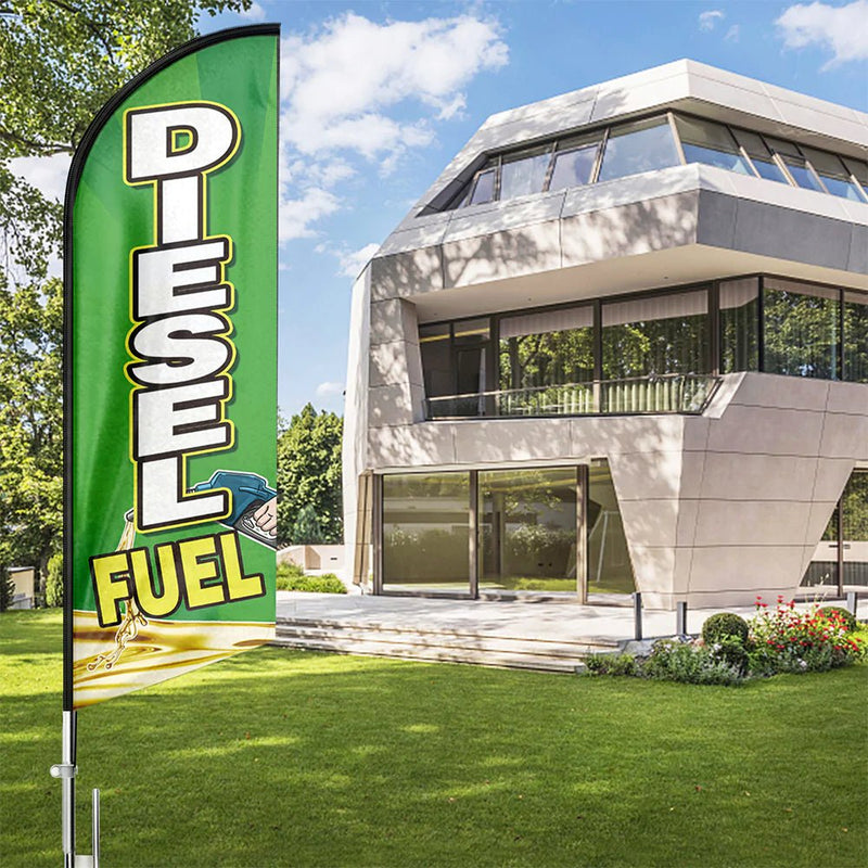 Diesel Fuel Sign - FSFLAG Diesel Fuel Swooper Flag Feather Flag Pole Kit - FSFlag