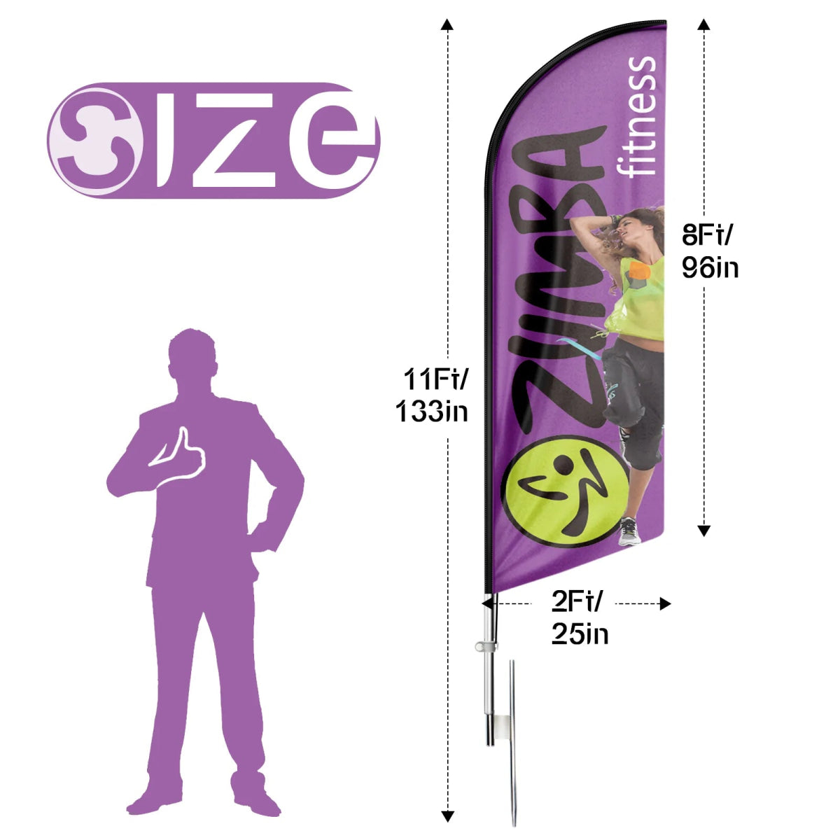 FSFLAG Zumba Swooper Flag Feather Flag Pole Kit - FSFlag