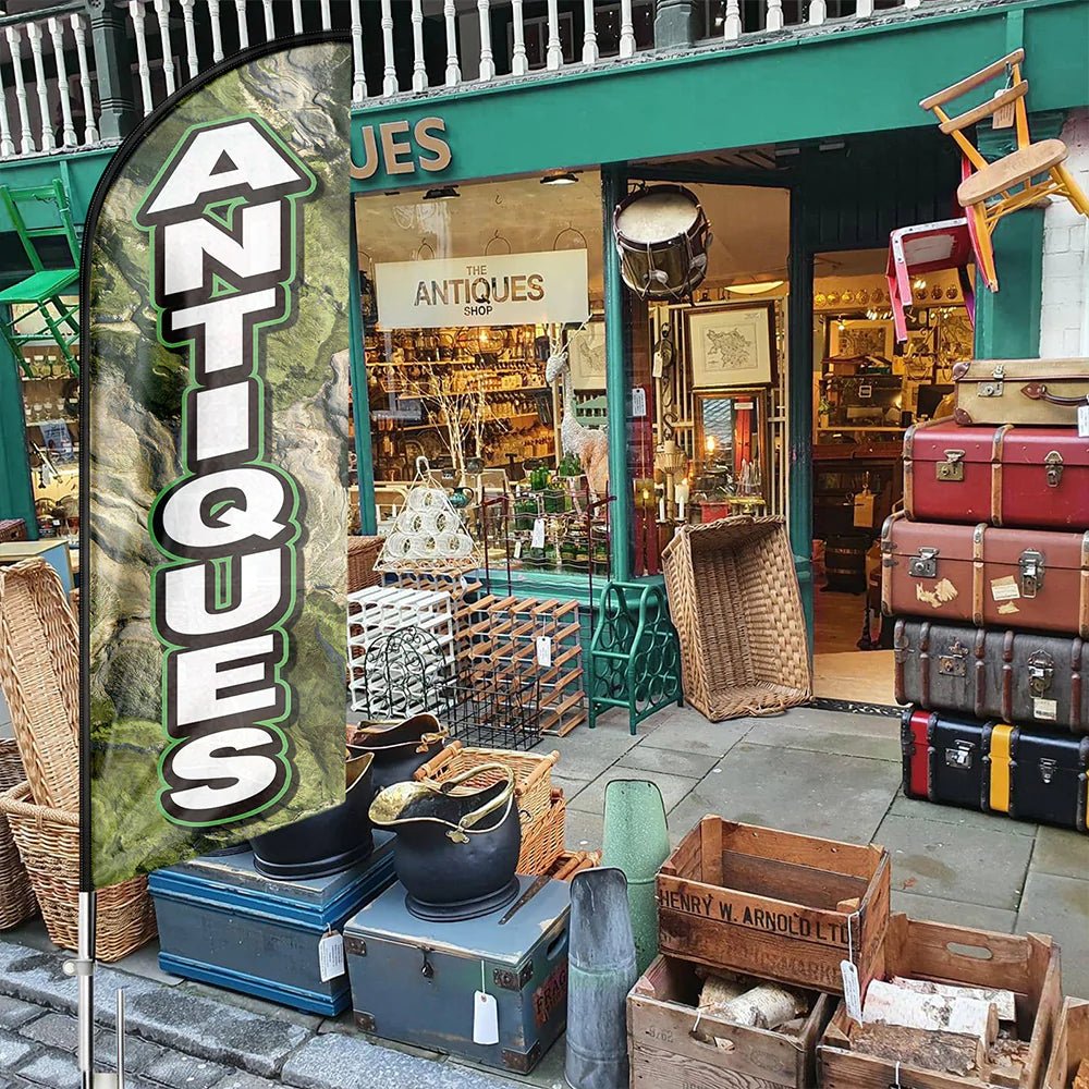 Antique Store Signs - 11ft Antiques Swooper Flag Feather Flag Pole Kit - FSFlag