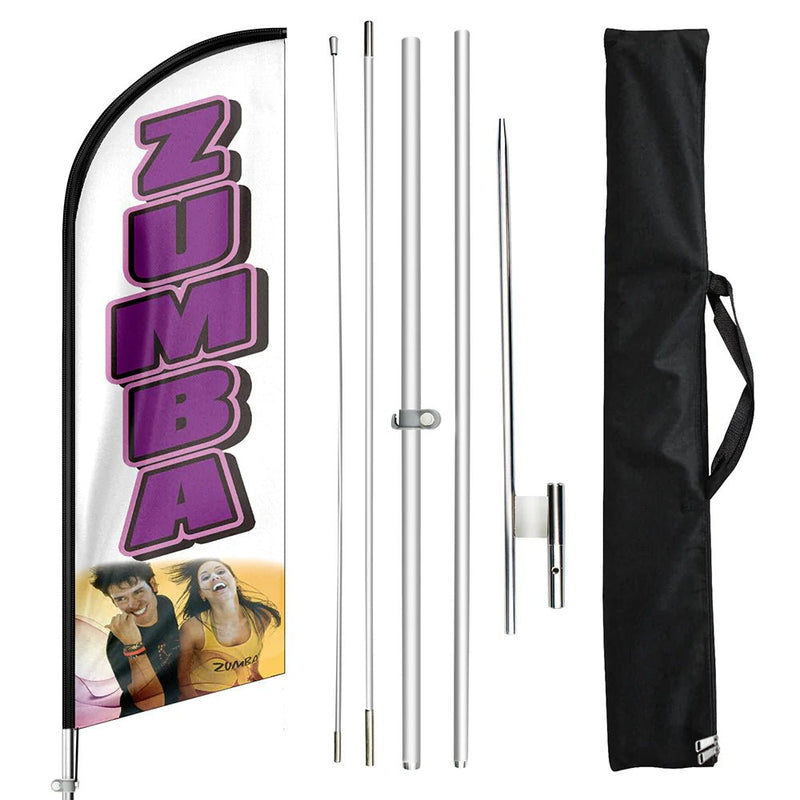 Zumba Sign - 11ft Zumba Swooper Flag Feather Flag Pole Kit - FSFlag