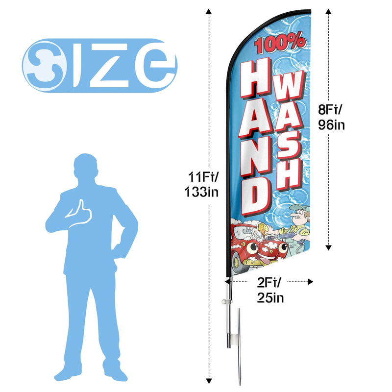 Car Wash Flags - 11ft Hand Wash Swooper Flag Feather Flag Pole Kit - FSFlag