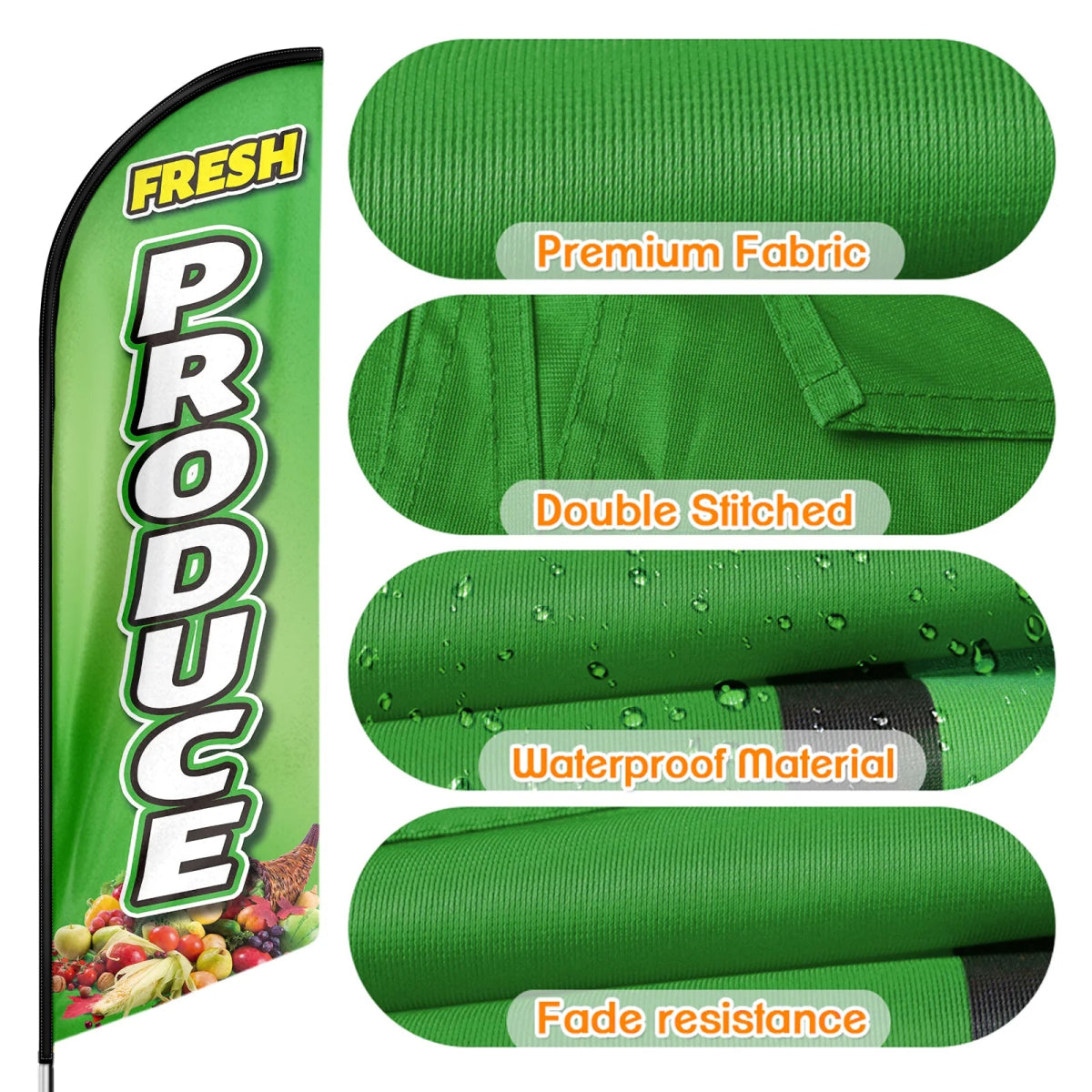 Agriculture Flags - FSFLAG Fresh Produce Swooper Flag Feather Flag Pole Kit - FSFlag