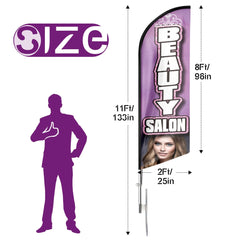 Beauty Salon Signs - 11ft Beauty Salon Swooper Flag Feather Flag Pole Kit - FSFlag