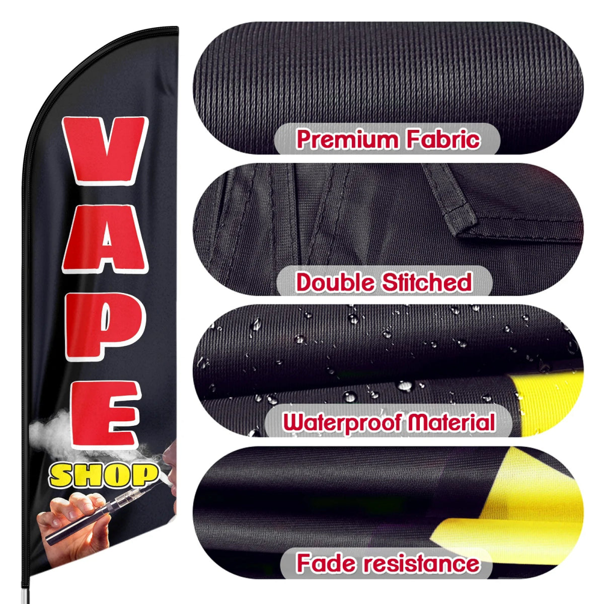 Vape Shop Signs - 11ft Vape Shop Swooper Flag Feather Flag Pole Kit - FSFlag