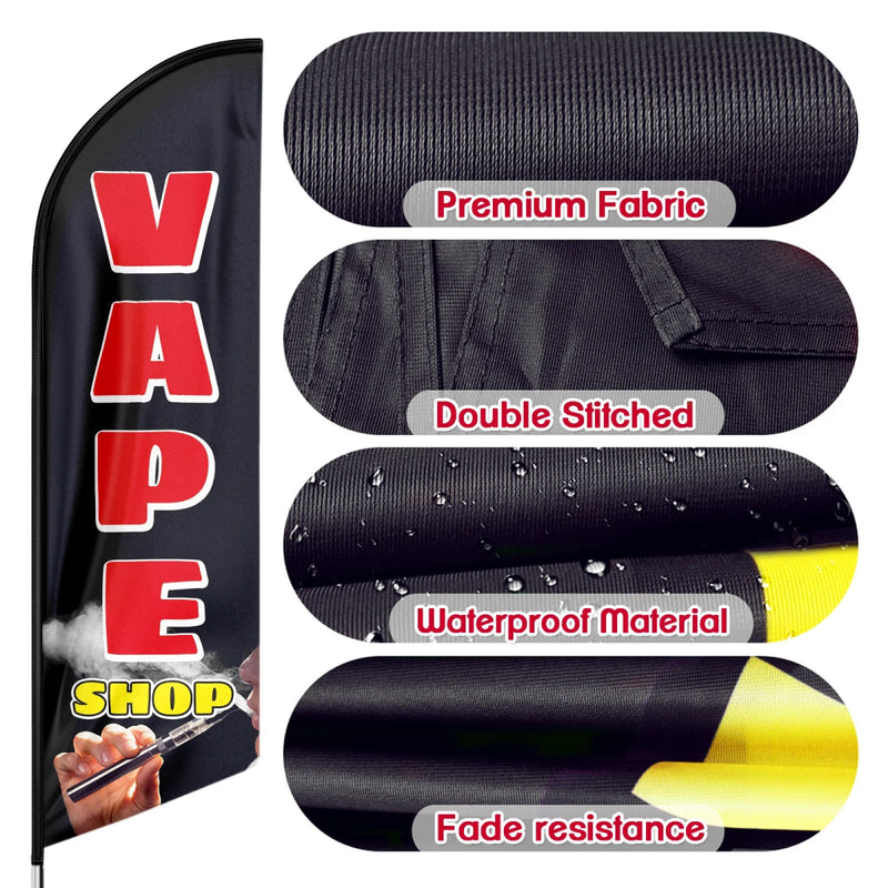 Vape Shop Signs - 11ft Vape Shop Swooper Flag Feather Flag Pole Kit - FSFlag