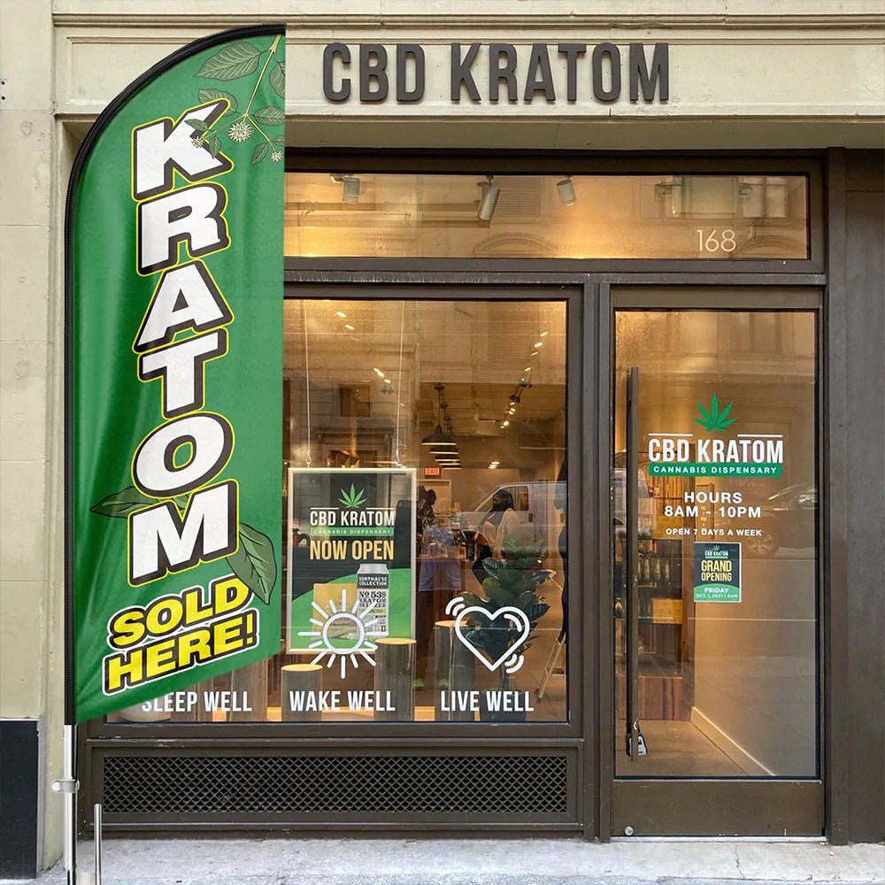 Kratom Sign - 11ft Kratom Sold Here Swooper Flag Feather Flag Pole Kit - FSFlag