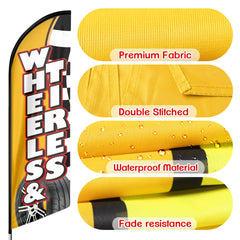 Tire Shop Signs - 11ft Wheels Tires Swooper Flag Feather Flag Pole Kit - FSFlag