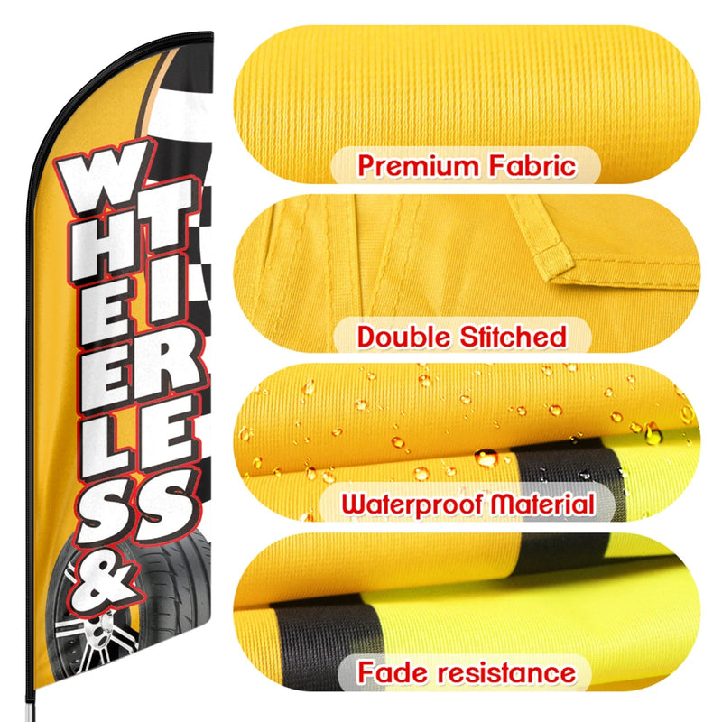 Tire Shop Signs - 11ft Wheels Tires Swooper Flag Feather Flag Pole Kit - FSFlag