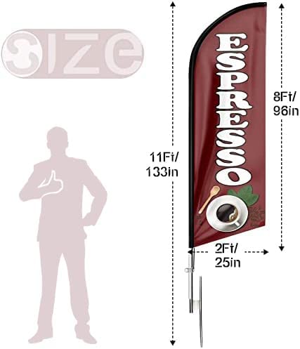 11ft Espresso Coffee Feather Flag Kit with Coffee Sign - FSFlag