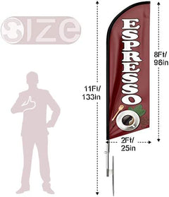 11ft Espresso Coffee Feather Flag Kit with Coffee Sign - FSFlag