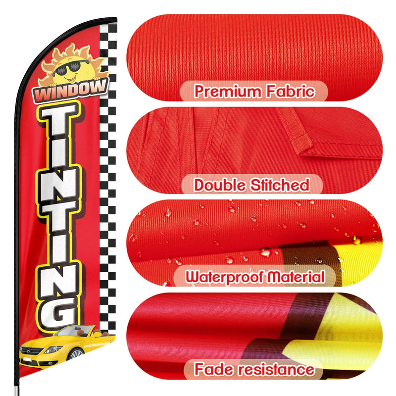 Window Tint Signs - FSFLAG Window Tinting Swooper Flag Feather Flag Pole Kit - FSFlag