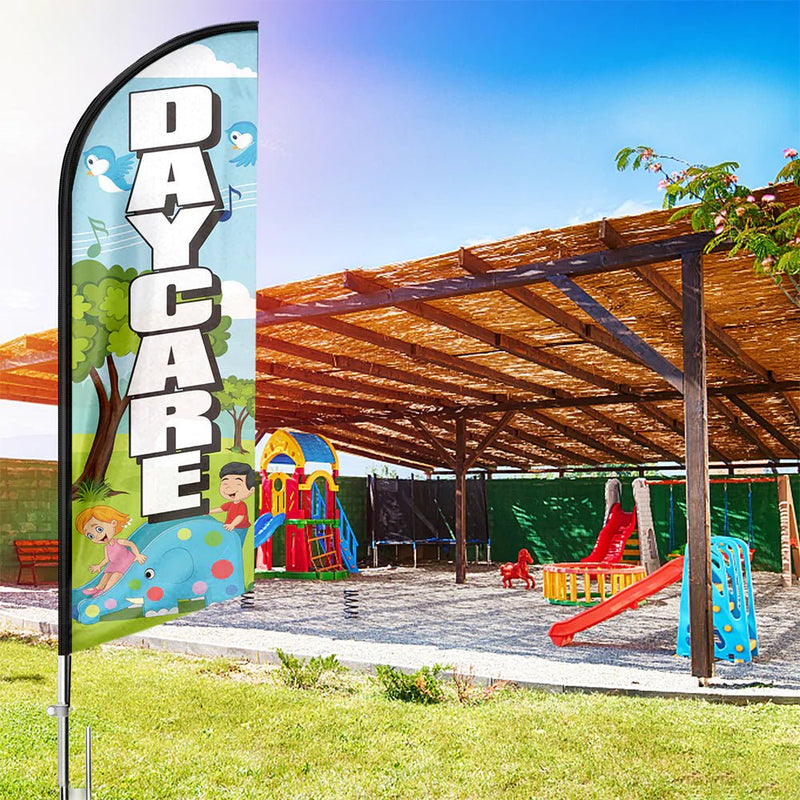 Day Care Sign - 11ft Day Care Swooper Flag Feather Flag Pole Kit - FSFlag