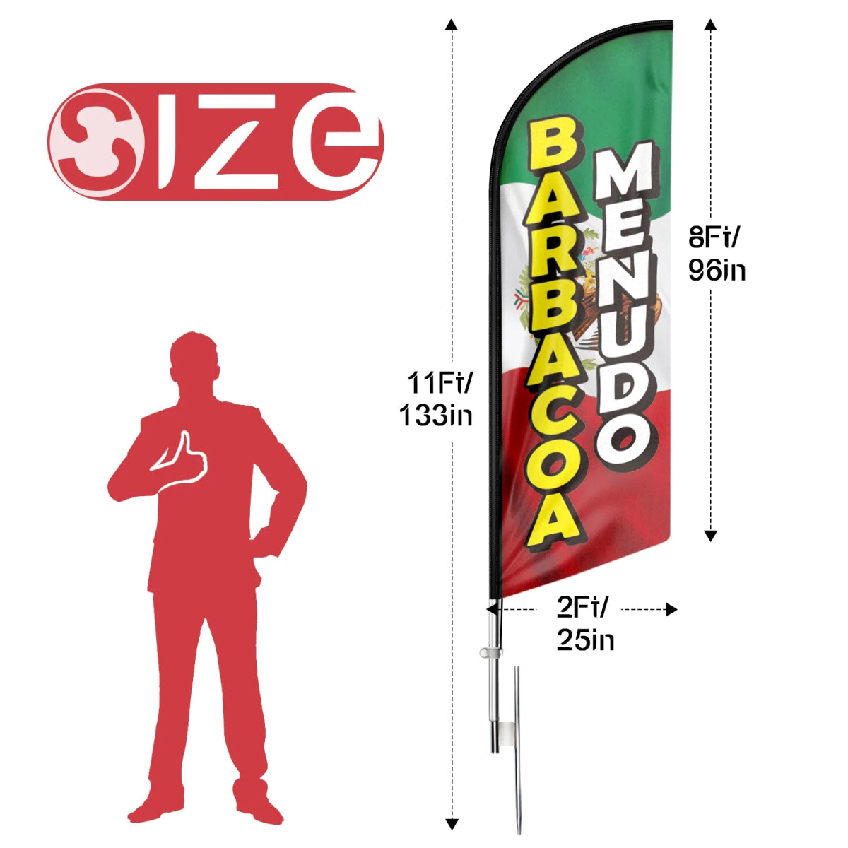 Mexican Restaurant Banner - FSFLAG Barbacoa Menudo Swooper Flag Feather Flag Pole Kit - FSFlag