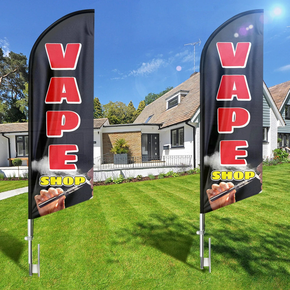 Vape Shop Signs - 11ft Vape Shop Swooper Flag Feather Flag Pole Kit - FSFlag