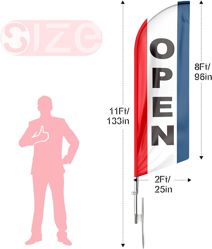 FSFLAG 11Ft Open Flags for Business - feather flag pole kit - FSFlag
