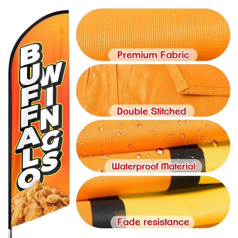 Buffalo Wings Sign - 11ft Buffalo Wings Swooper Flag Feather Flag Pole Kit - FSFlag