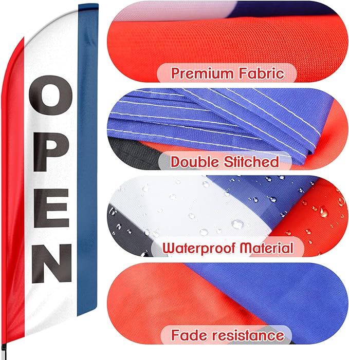FSFLAG 11Ft Open Flags for Business - feather flag pole kit - FSFlag