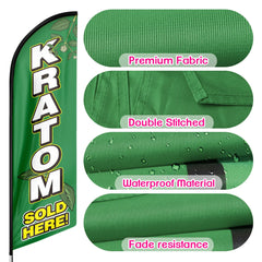 Kratom Sign - 11ft Kratom Sold Here Swooper Flag Feather Flag Pole Kit - FSFlag