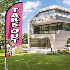 Take Out Sign - 11ft Take Out Swooper Flag Feather Flag Pole Kit - FSFlag