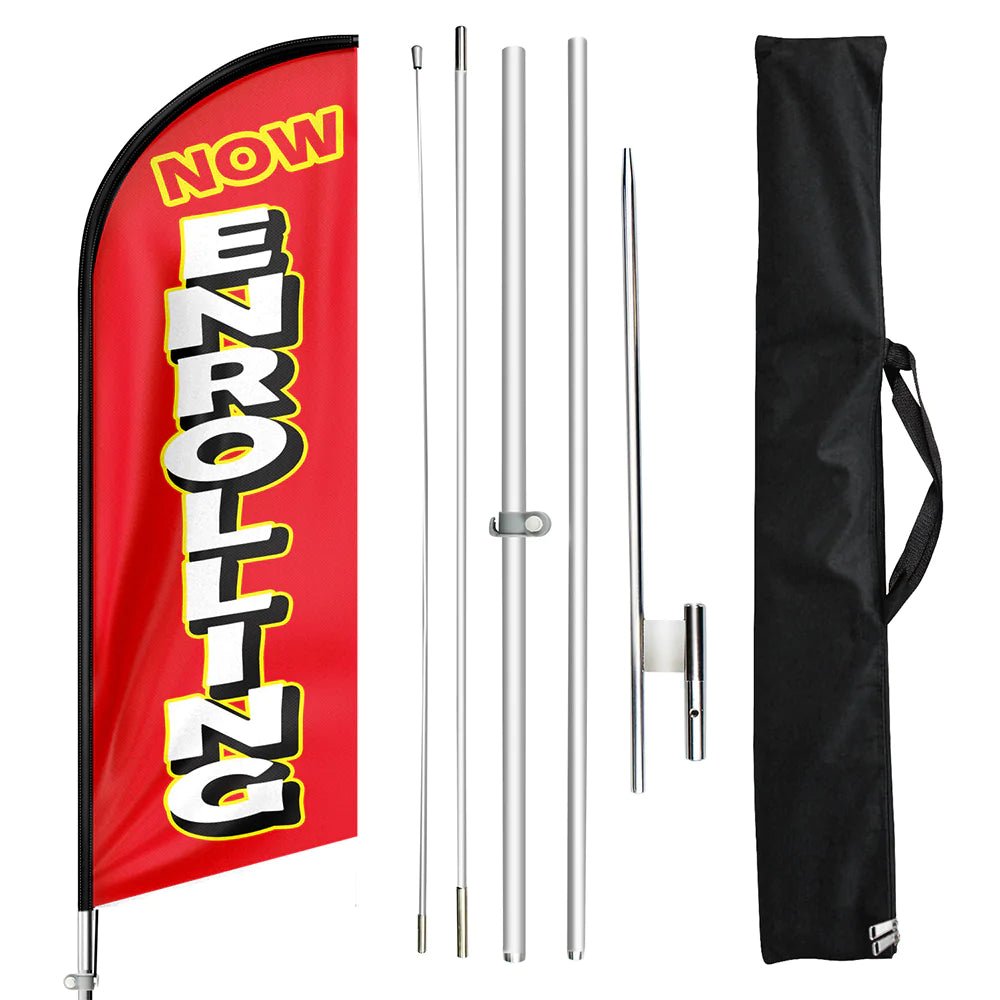 Now Enrolling Sign - FSFLAG Now Enrolling Swooper Flag Feather Flag Pole Kit - FSFlag