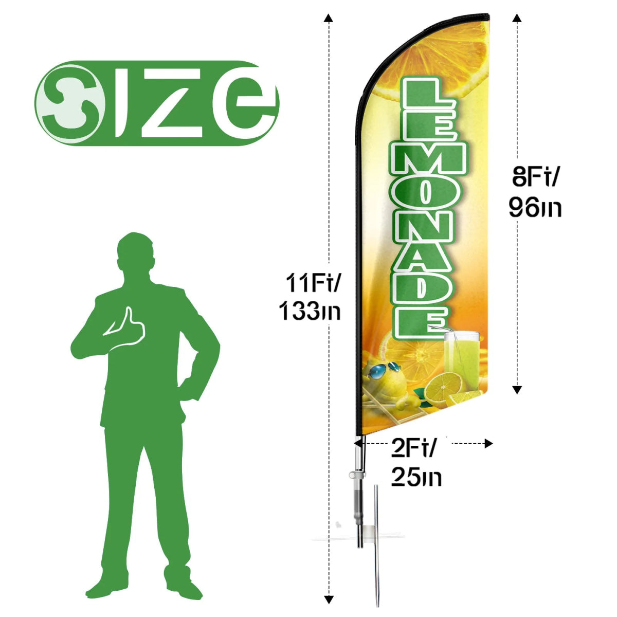 Lemonade Sign - 11ft Lemonade Swooper Flag Feather Flag Pole Kit - FSFlag