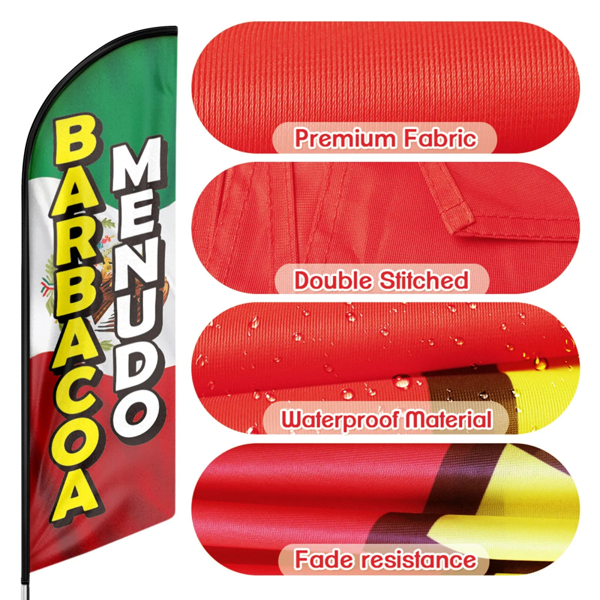 Mexican Restaurant Banner - FSFLAG Barbacoa Menudo Swooper Flag Feather Flag Pole Kit - FSFlag