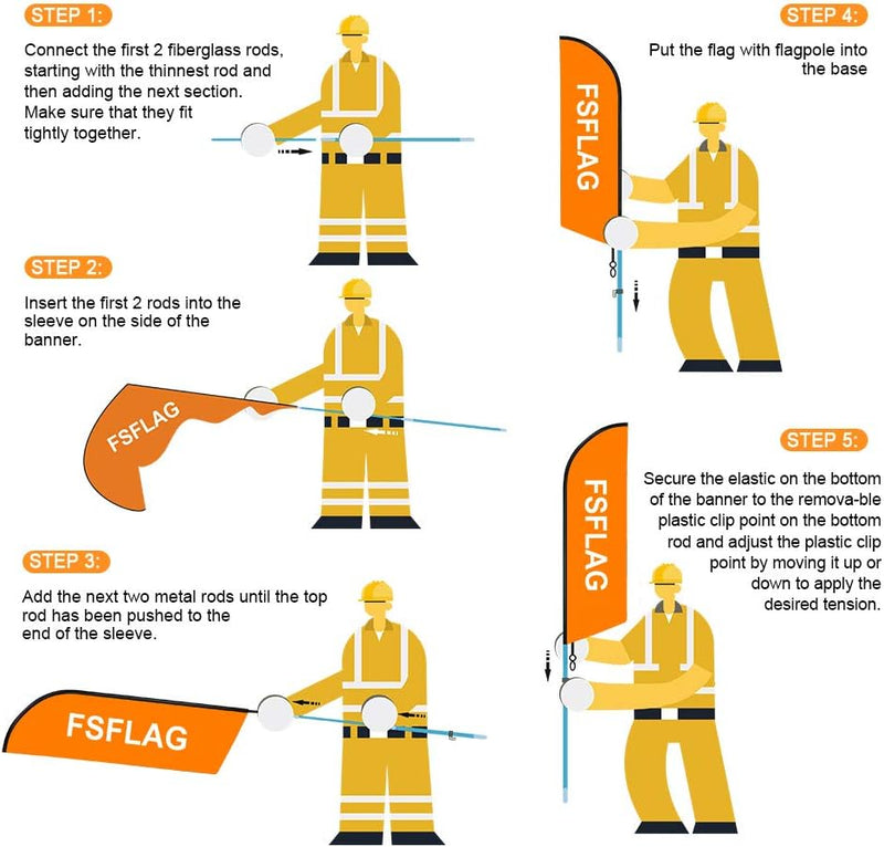 Open House Signs - 11 FT Yellow Open House Flag Pole Kit and Ground Stake - FSFlag