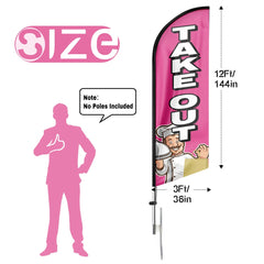Take Out Sign - 11ft Take Out Swooper Flag Feather Flag Pole Kit - FSFlag