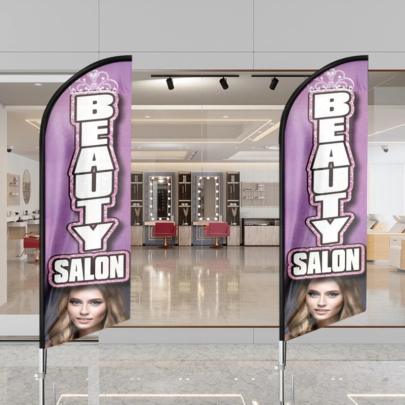 Beauty Salon Signs - 11ft Beauty Salon Swooper Flag Feather Flag Pole Kit - FSFlag
