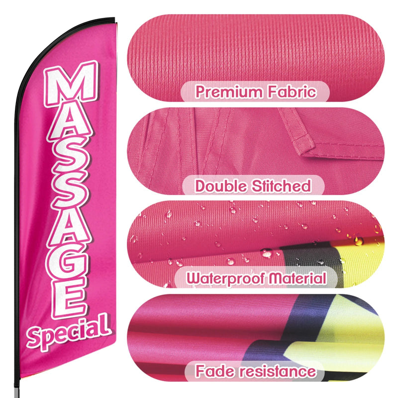 Massage Sign - 11ft Massage Special Swooper Flag Feather Flag Pole Kit - FSFlag