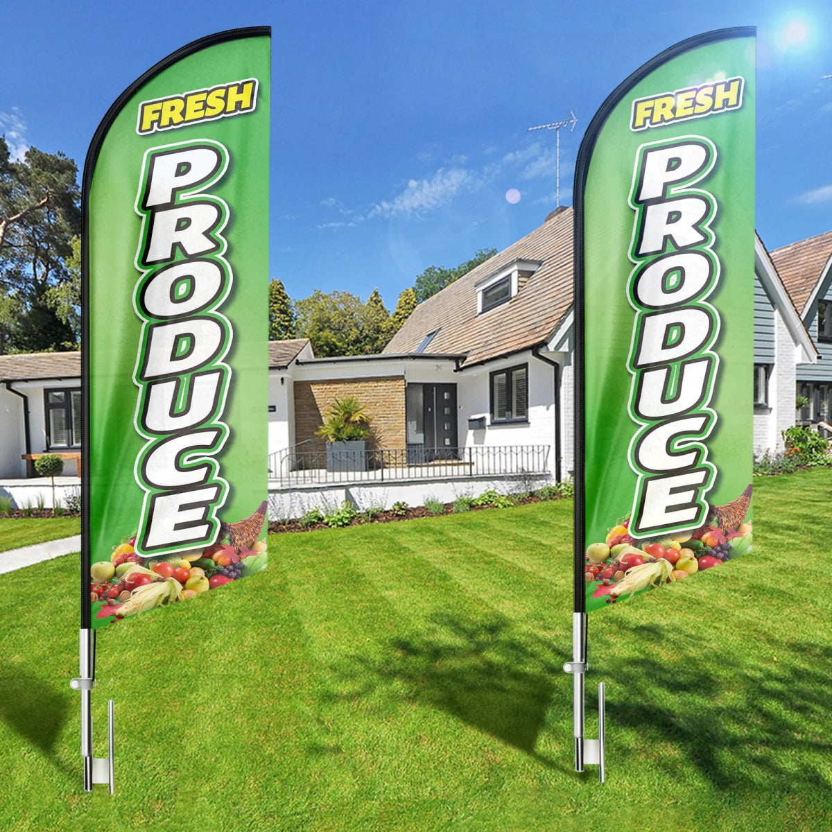 Agriculture Flags - FSFLAG Fresh Produce Swooper Flag Feather Flag Pole Kit - FSFlag