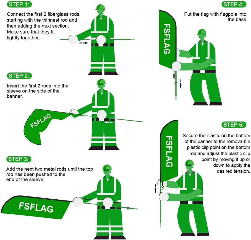 Open House Signs - 11 FT Green Open House Flag Pole Kit and Ground Stake - FSFlag