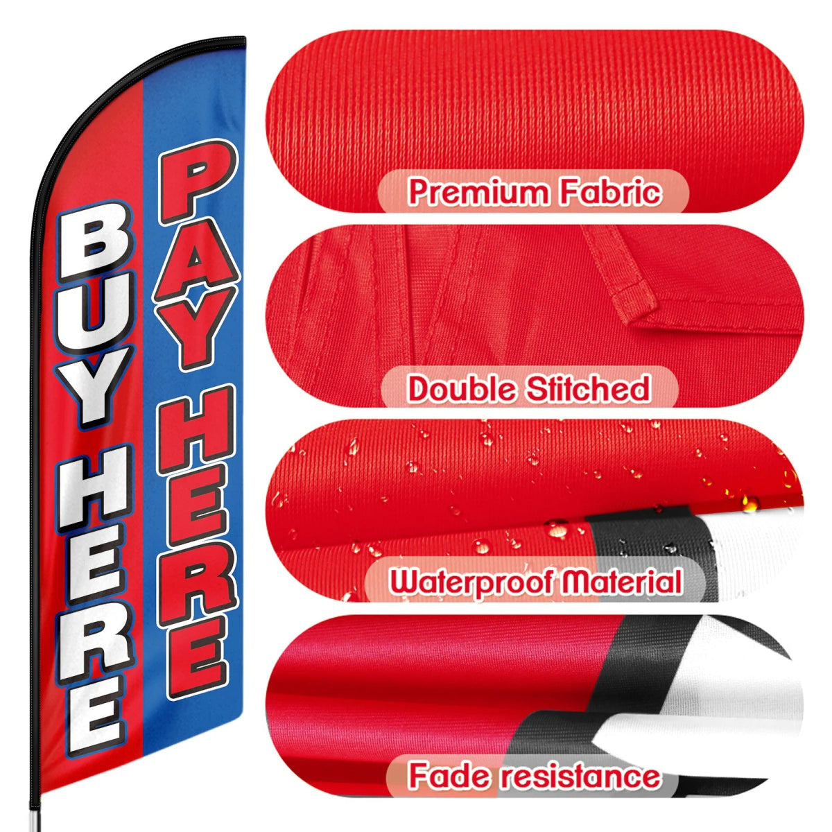 FSFLAG Buy Here Pay Here Swooper Flag Feather Flag Pole Kit - FSFlag