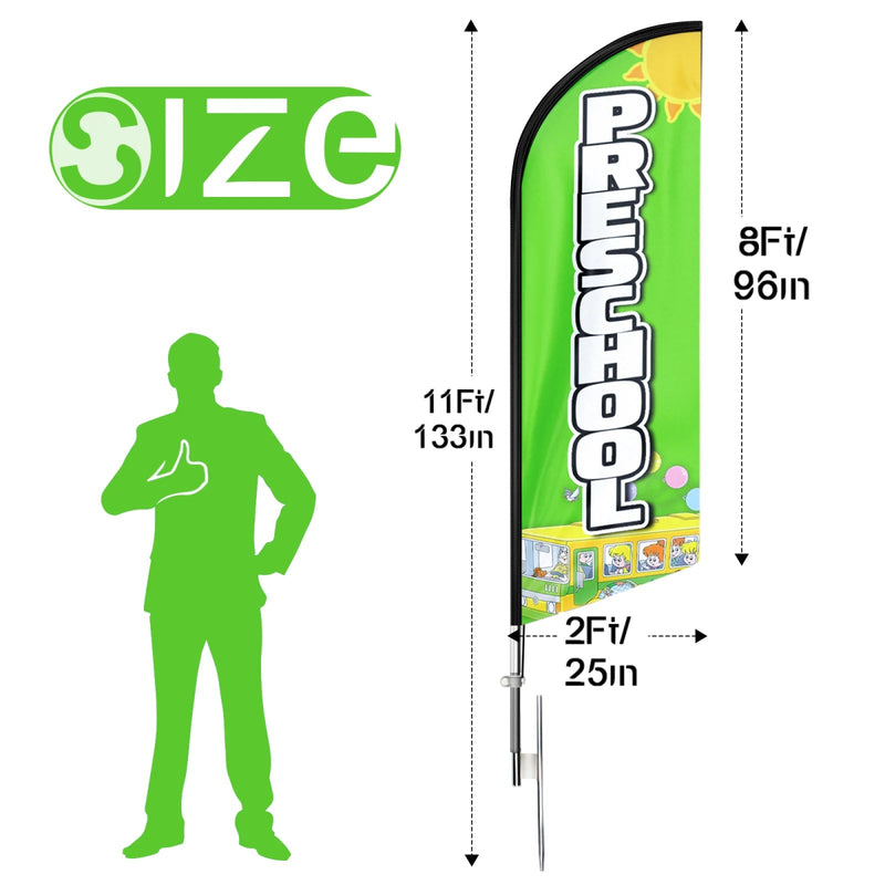 Preschool Sign - 11ft Preschool Swooper Flag Feather Flag Pole Kit - FSFlag