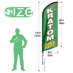 Kratom Sign - 11ft Kratom Sold Here Swooper Flag Feather Flag Pole Kit - FSFlag