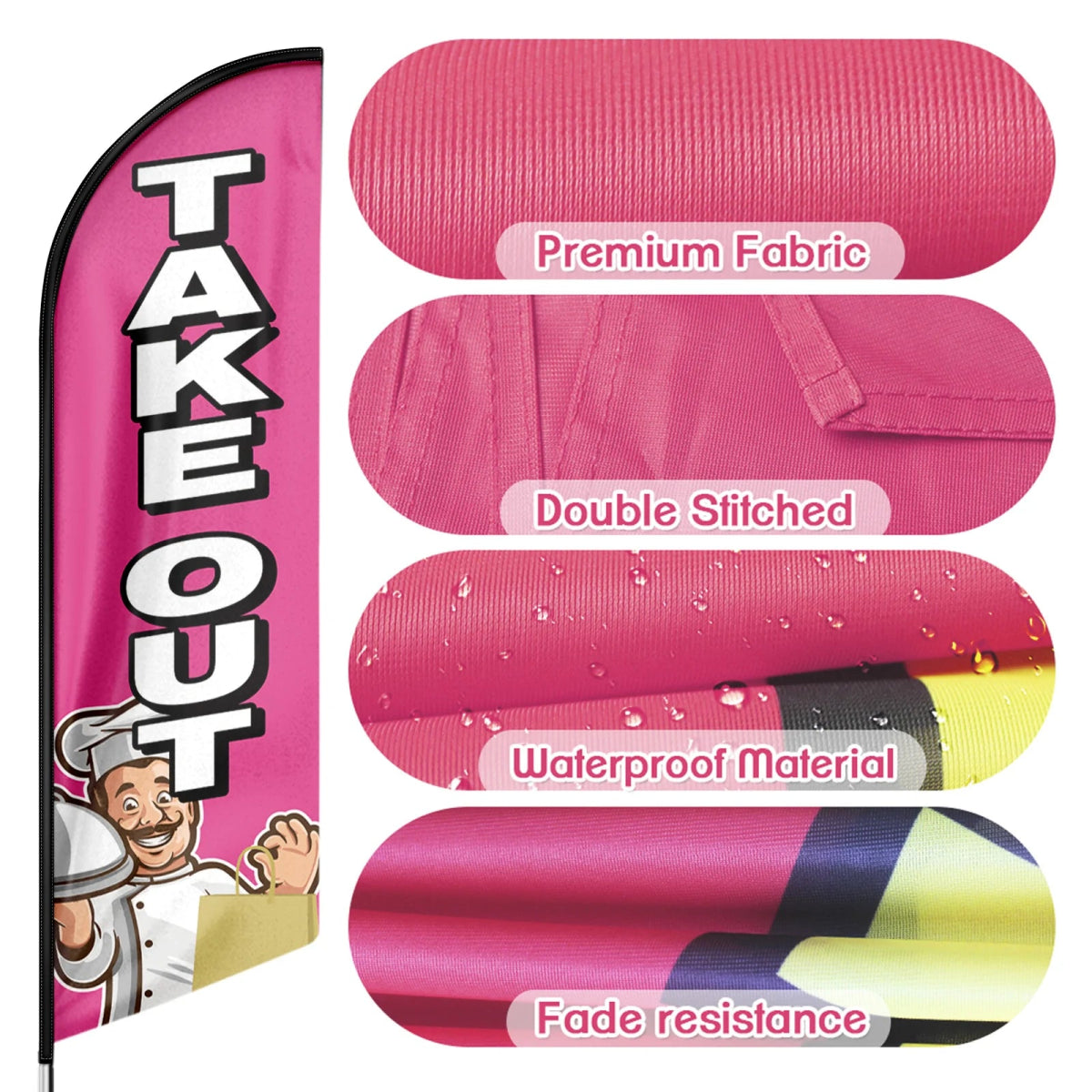 Take Out Sign - 11ft Take Out Swooper Flag Feather Flag Pole Kit - FSFlag