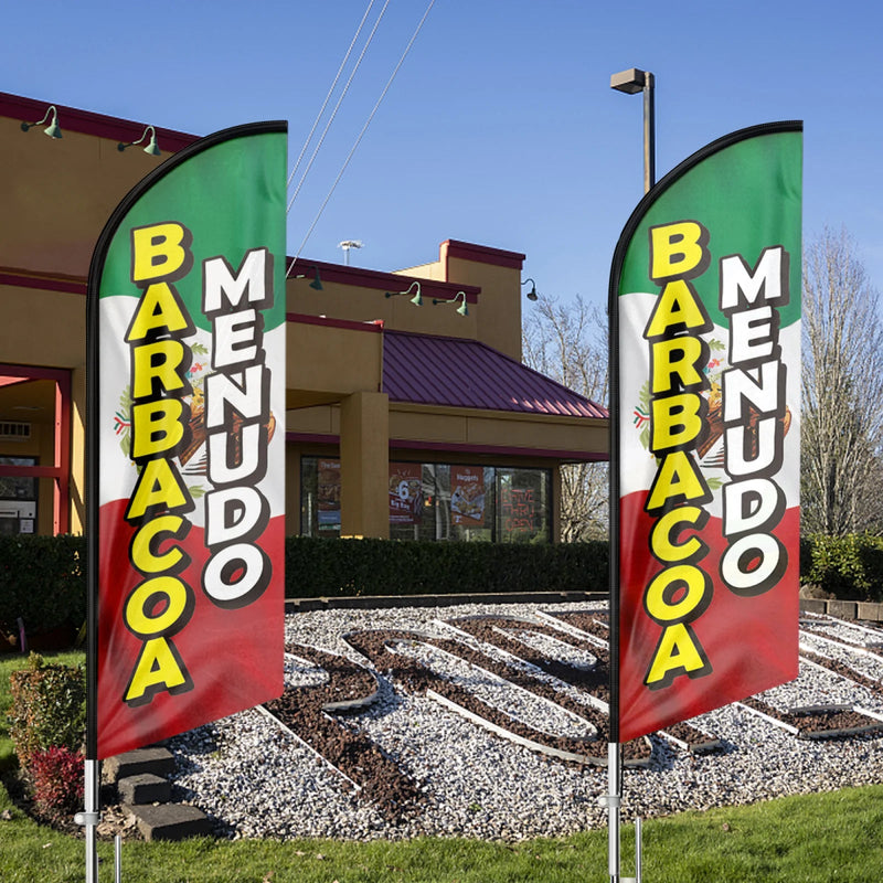 Mexican Restaurant Banner - FSFLAG Barbacoa Menudo Swooper Flag Feather Flag Pole Kit - FSFlag