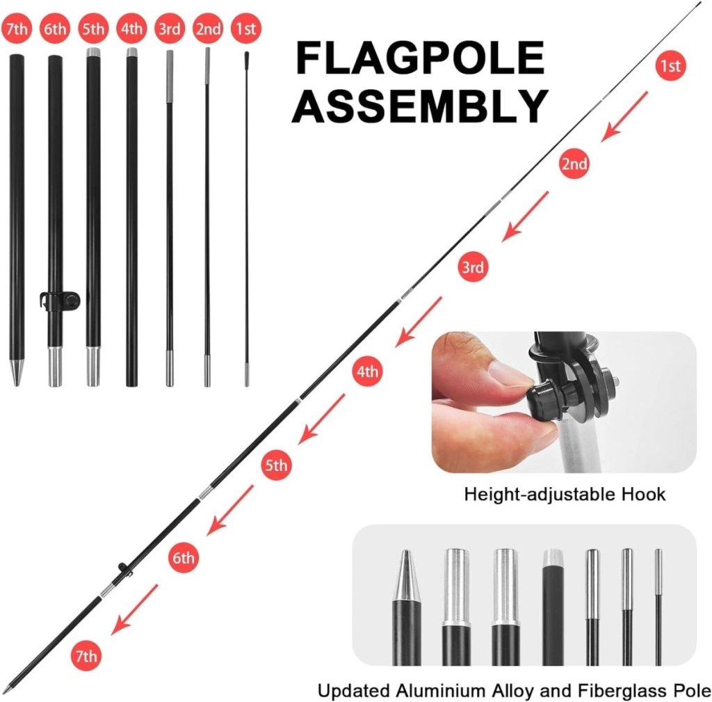 FSFLAG 8ft Open Feather Flag Pole Kit - open flag with pole and stake - FSFlag
