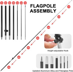 FSFLAG 8ft Open Feather Flag Pole Kit - open flag with pole and stake - FSFlag