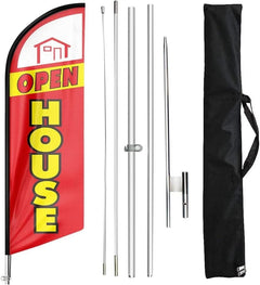Open House Signs - 11 FT Feather Flag with Flag Pole Kit and Ground Stake - FSFlag