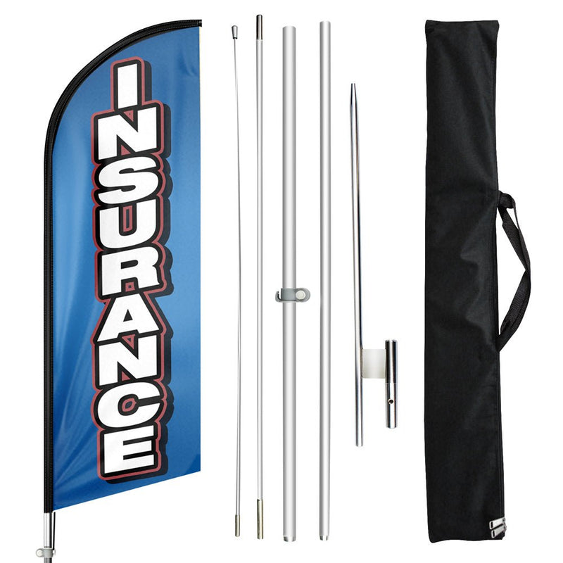 Insurance Feather Flags - 11ft Insurance Swooper Flag Feather Flag Pole Kit - FSFlag