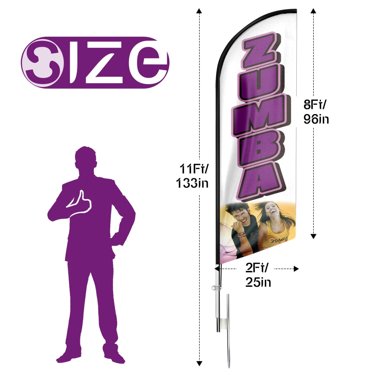 Zumba Sign - 11ft Zumba Swooper Flag Feather Flag Pole Kit - FSFlag